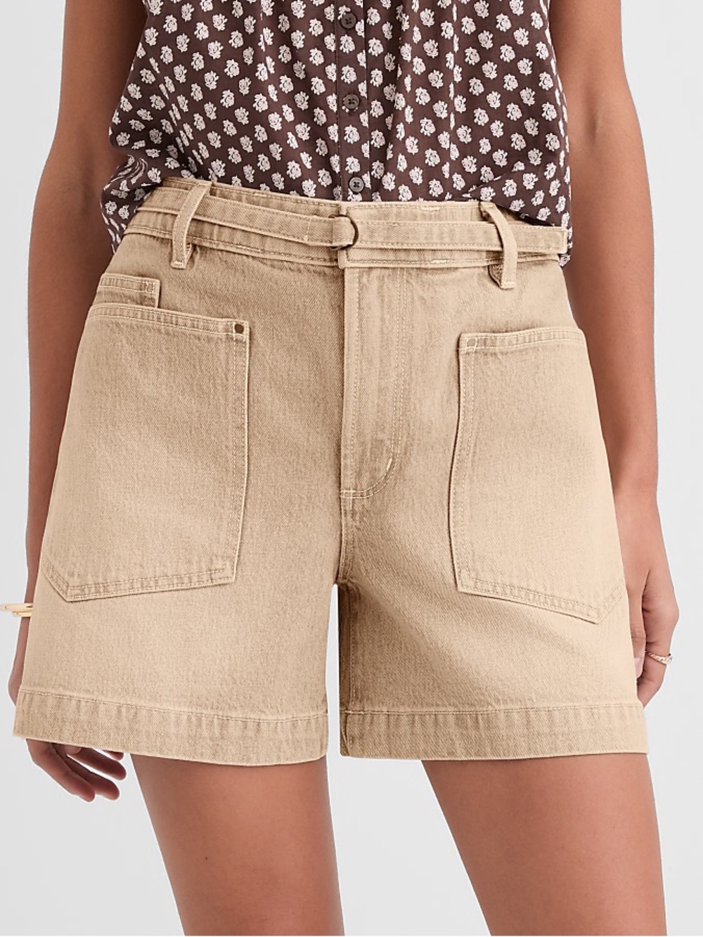 Petite Curvy Belted Denim High-Rise Utility Short Size 29 Women’s NWT